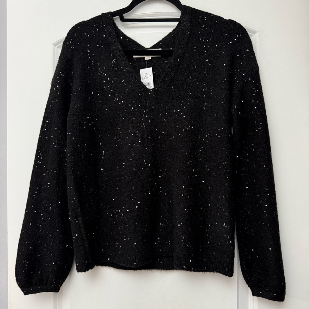 LOFT Sequin Black Sweater